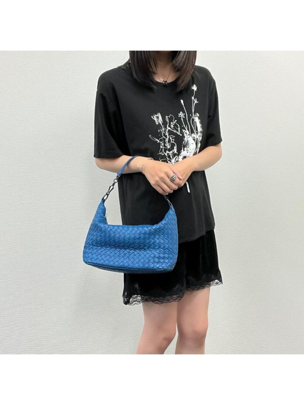 Bottega Veneta Intrecciato Nappa Chain Shoulder Bag Leather Blue Vintage